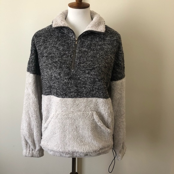 Fuzzy Turtleneck Pullover Zip-up Sweater - Picture 5 of 7